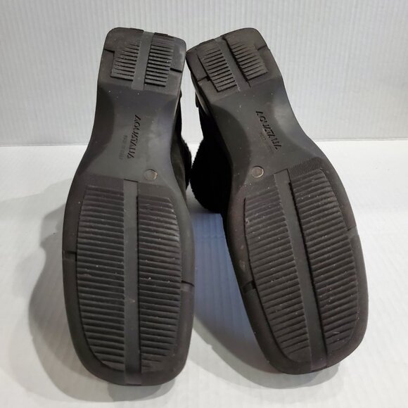 Aquatalia Black Suede Weatherproof Ankle Boot with Faux Fur Lining, Size 8.5 - Picture 10 of 11